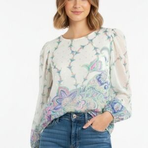 Lilly pulitzer women's sheer ivory off white pullover floral  blouse siz…